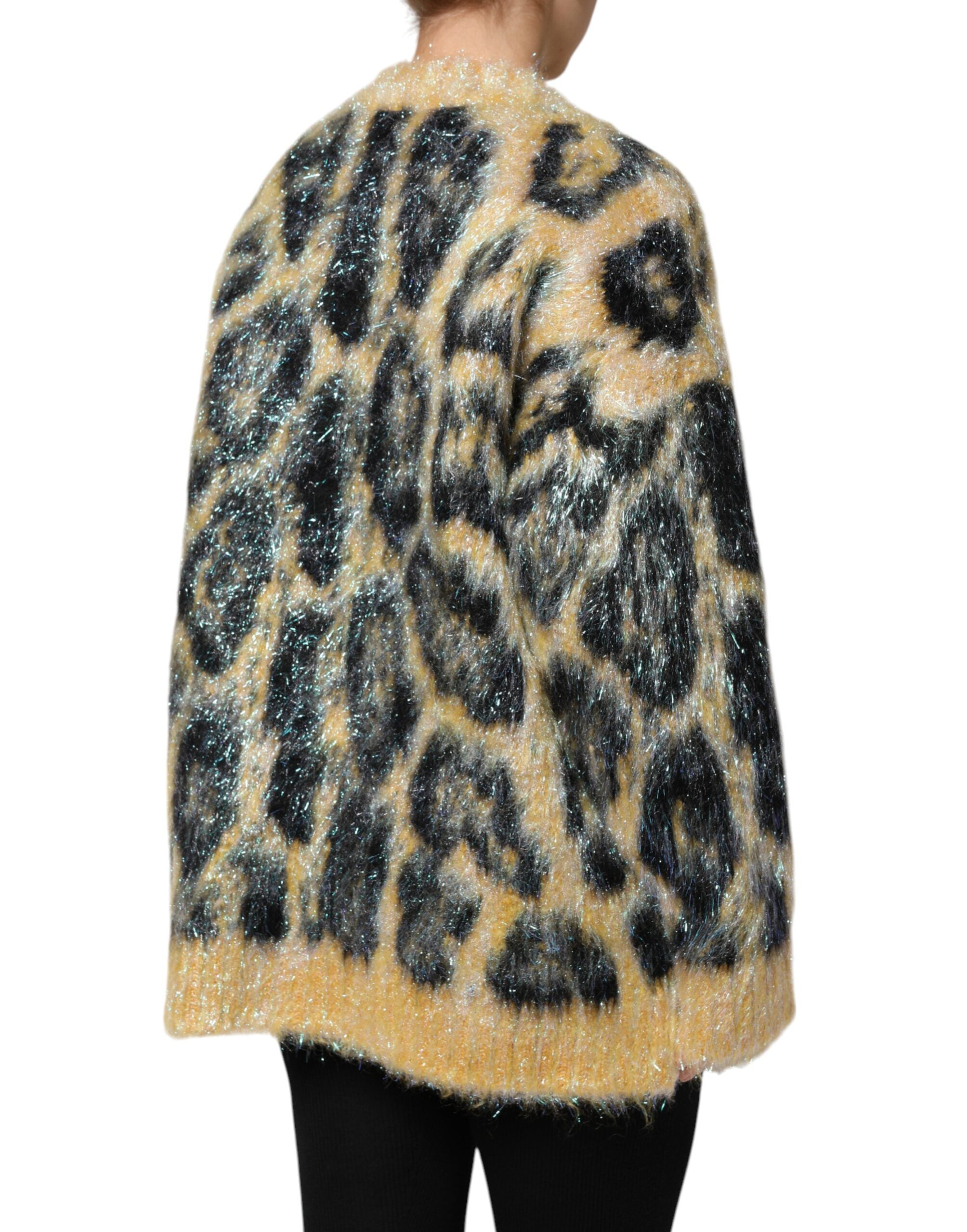Dolce & Gabbana Multicolor Leopard Mohair Crew Neck Sweater Dolce & Gabbana