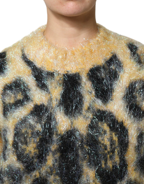 Dolce & Gabbana Multicolor Leopard Mohair Crew Neck Sweater Dolce & Gabbana