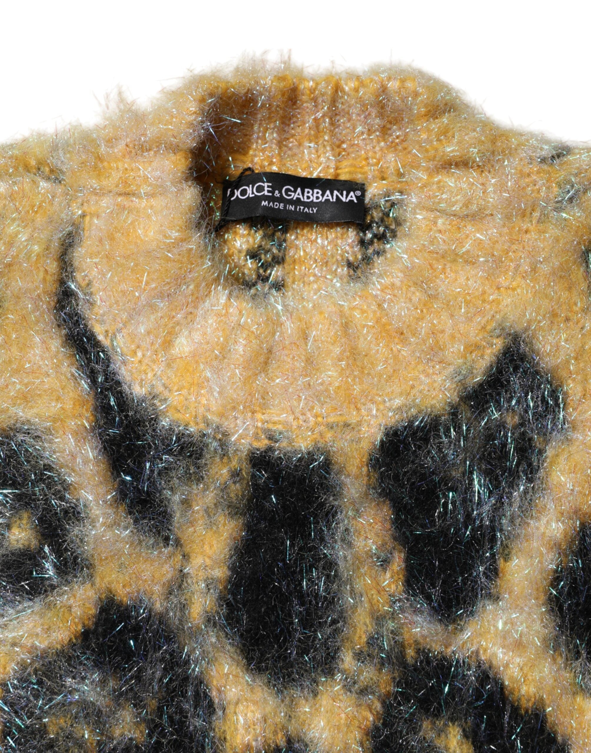 Dolce & Gabbana Multicolor Leopard Mohair Crew Neck Sweater Dolce & Gabbana