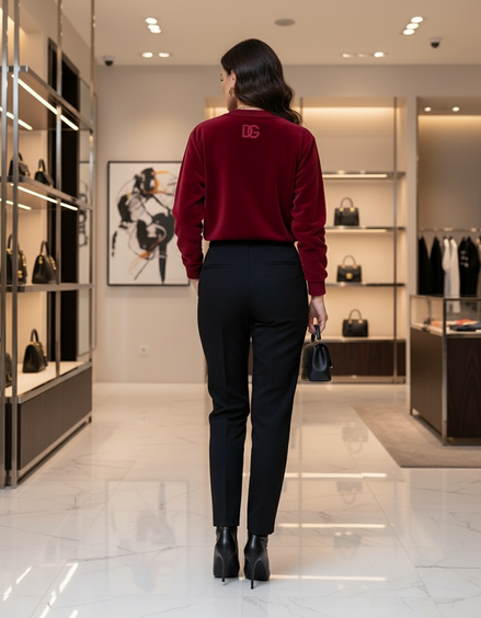 Dolce & Gabbana Red Cotton Velvet Crew Neck Pullover Sweater Dolce & Gabbana