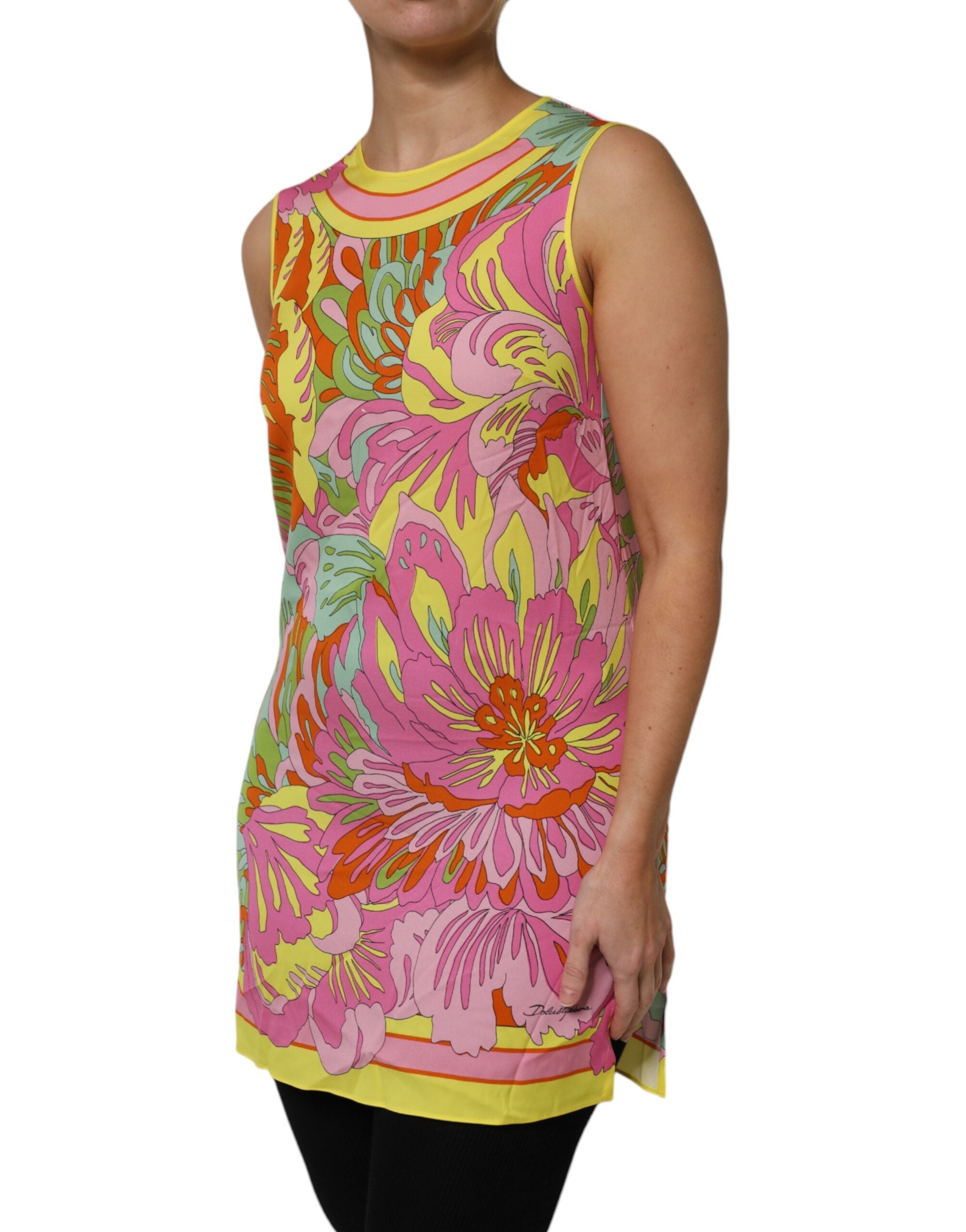 Dolce & Gabbana Multicolor Floral Roundneck Sleeveless Top Dolce & Gabbana