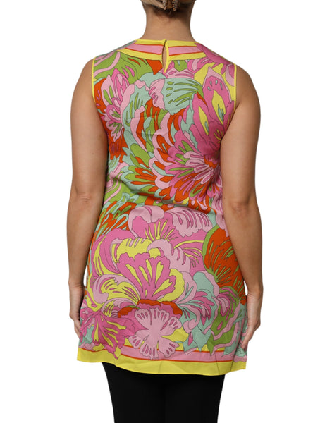 Dolce & Gabbana Multicolor Floral Roundneck Sleeveless Top Dolce & Gabbana