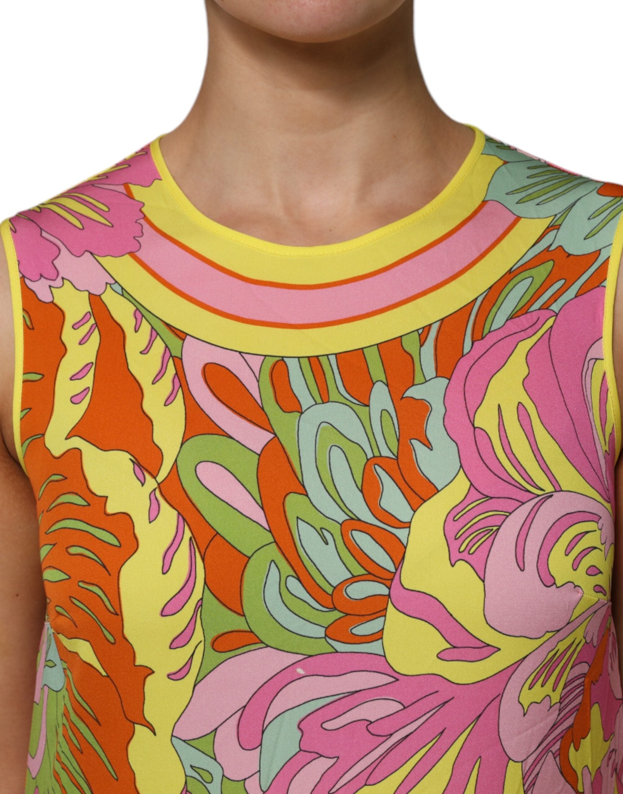 Dolce & Gabbana Multicolor Floral Roundneck Sleeveless Top Dolce & Gabbana
