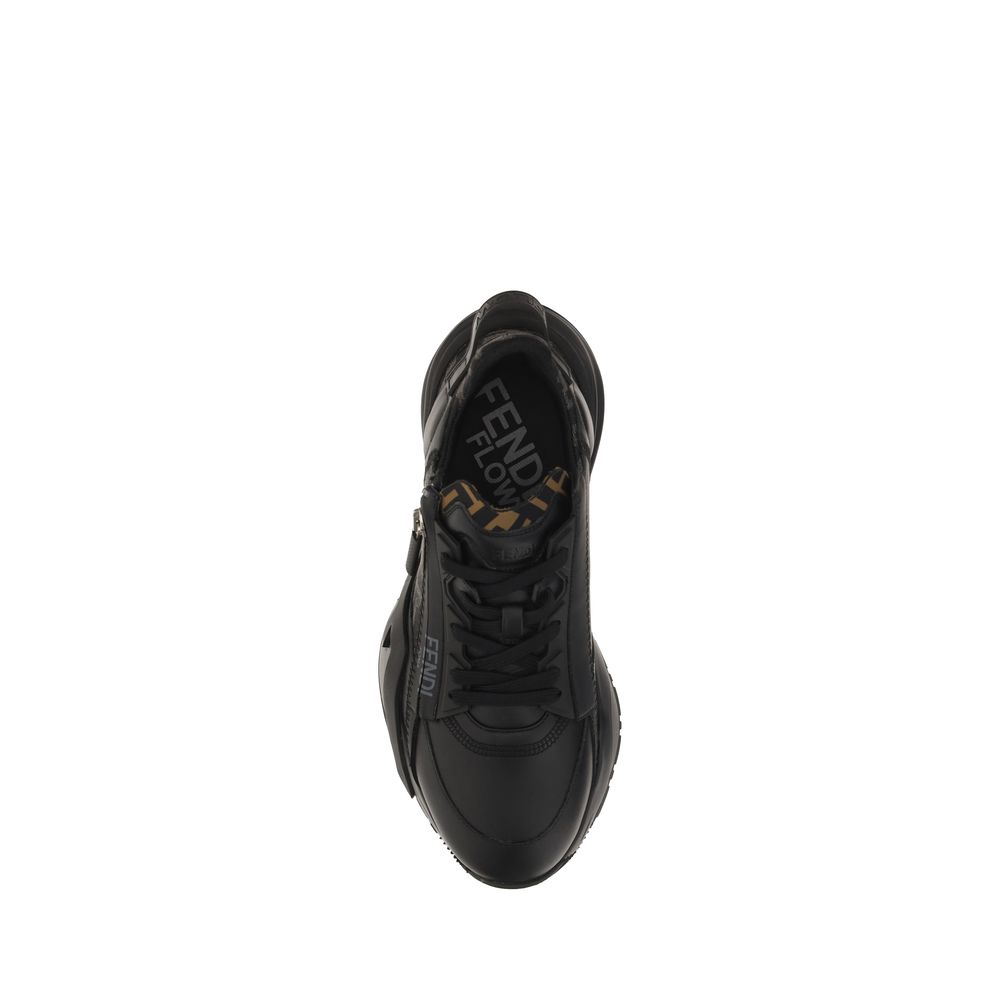 Fendi Black Calf Leather Bos Taurus Athletic Sneakers Fendi