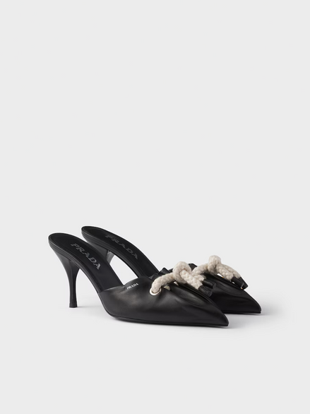 Prada Black Nappa Leather Rope Detail  Sandals Prada