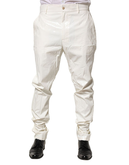 Dolce & Gabbana White Nylon Tapered Dress Men Pants Dolce & Gabbana