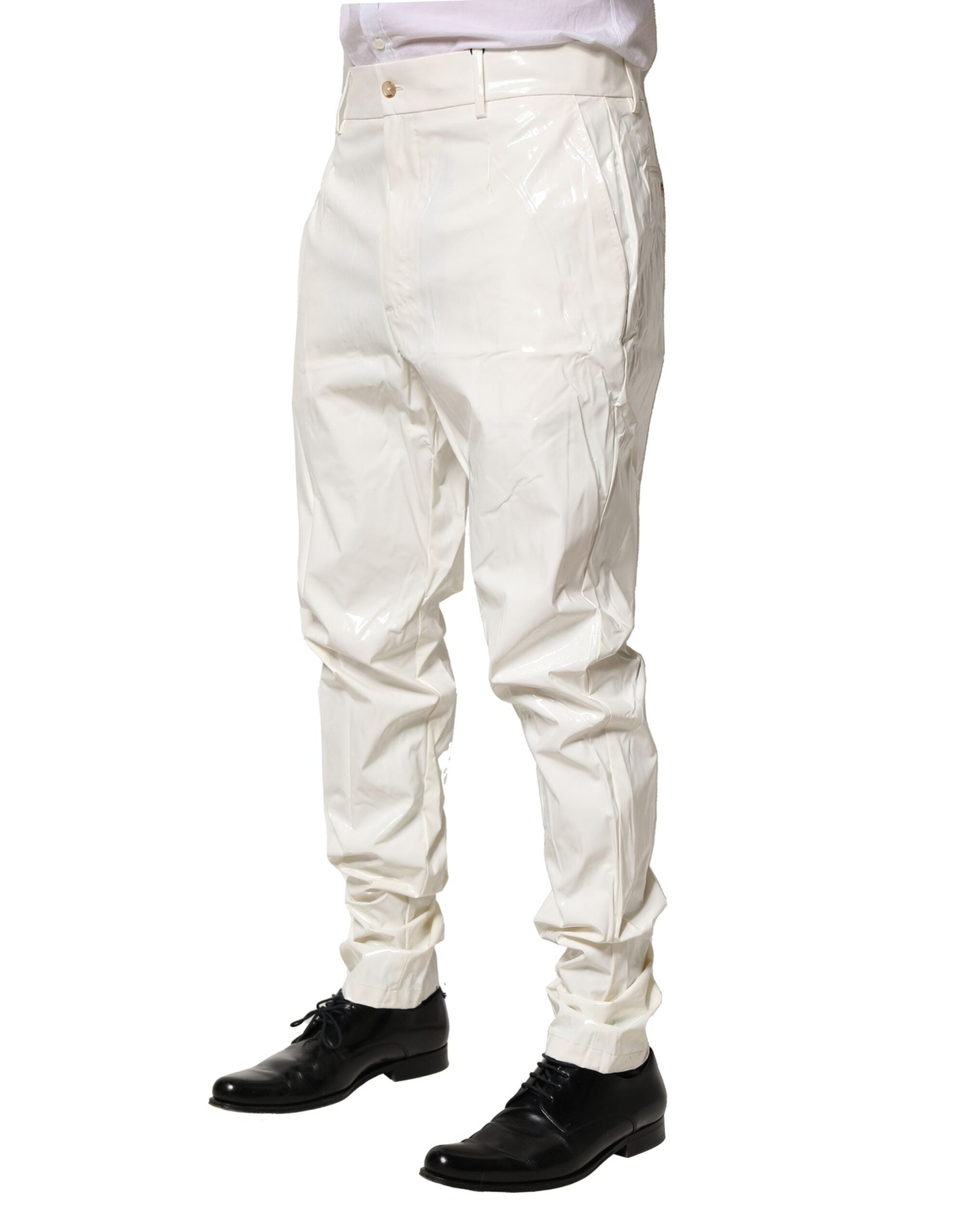 Dolce & Gabbana White Nylon Tapered Dress Men Pants Dolce & Gabbana
