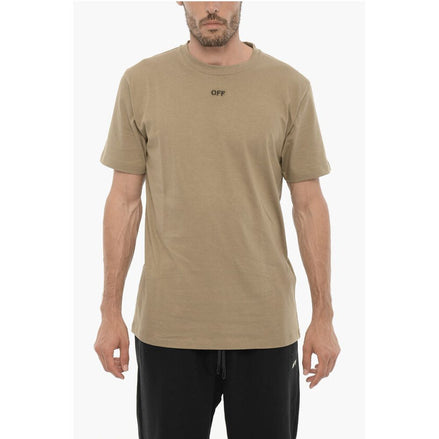 Off-White Slim Fit Crew-neck T-Shirt with Embroidered Logo Off-White
