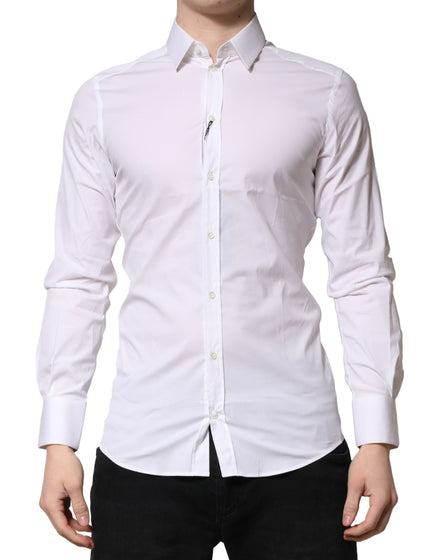 Dolce & Gabbana White GOLD Cotton Men Dress Formal Shirt Dolce & Gabbana