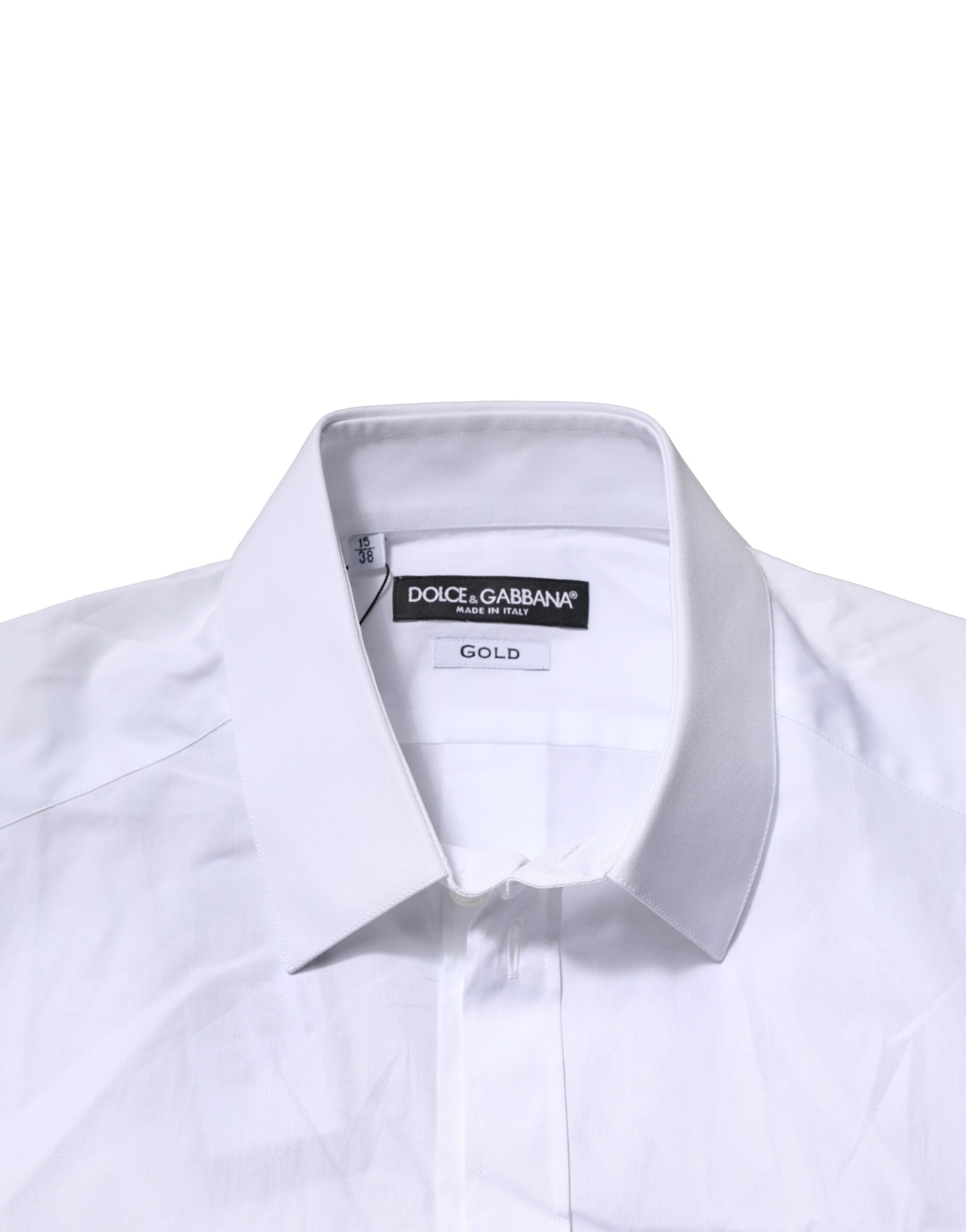 Dolce & Gabbana White Cotton Short Sleeves GOLD Casual Shirt Dolce & Gabbana