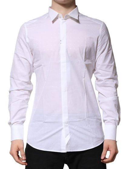 Dolce & Gabbana White Cotton GOLD Long Sleeves Formal Shirt Dolce & Gabbana