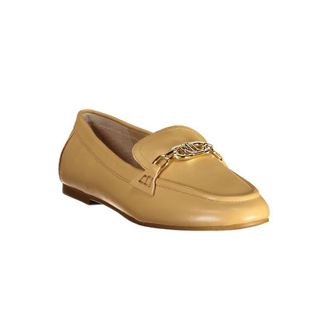Ralph Lauren Beige Leather Women Flat Shoe Ralph Lauren