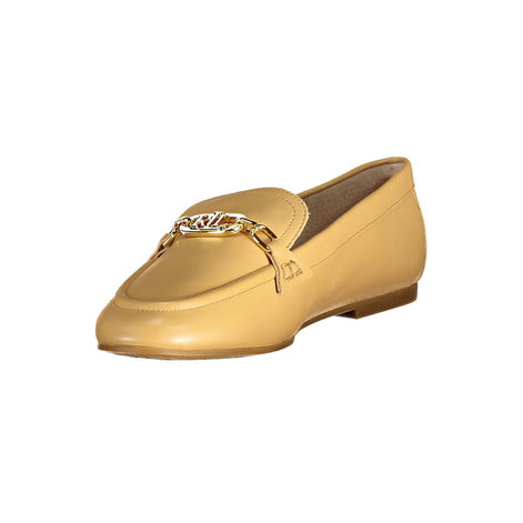 Ralph Lauren Beige Leather Women Flat Shoe Ralph Lauren
