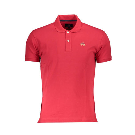 La Martina Red Cotton Men Polo Shirt La Martina