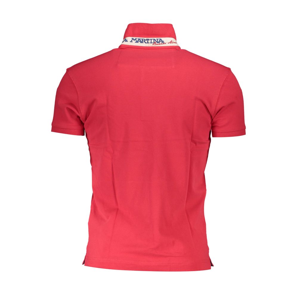 La Martina Red Cotton Men Polo Shirt La Martina