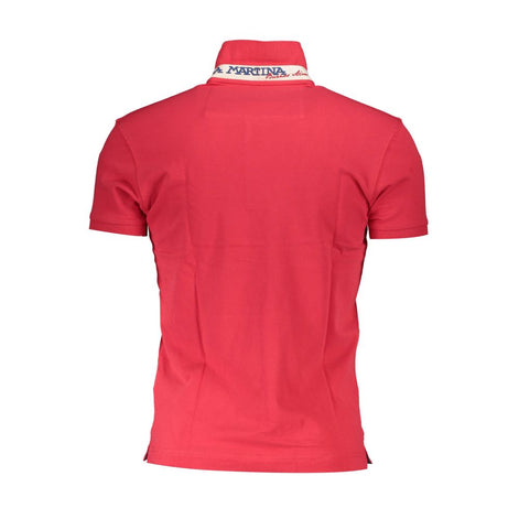 La Martina Red Cotton Men Polo Shirt La Martina