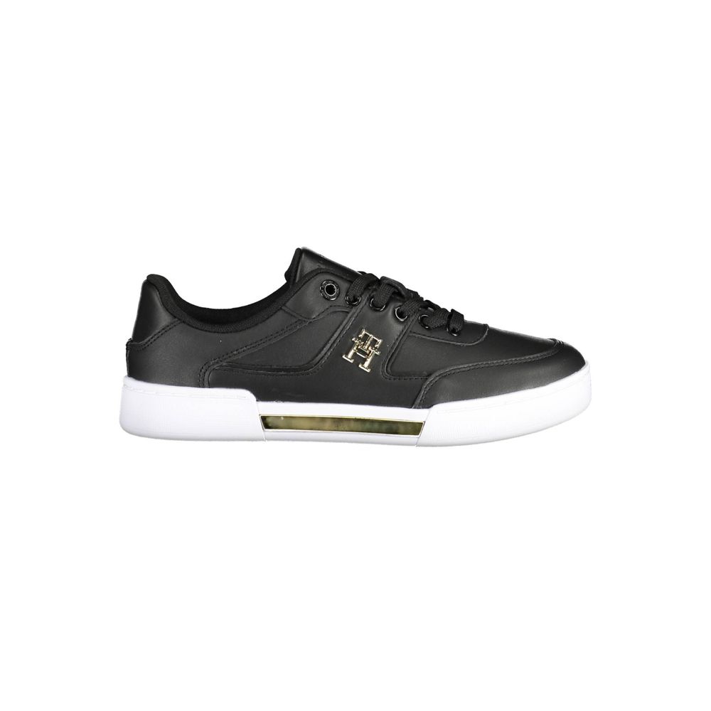 Tommy Hilfiger Black Leather Women Sneaker Tommy Hilfiger