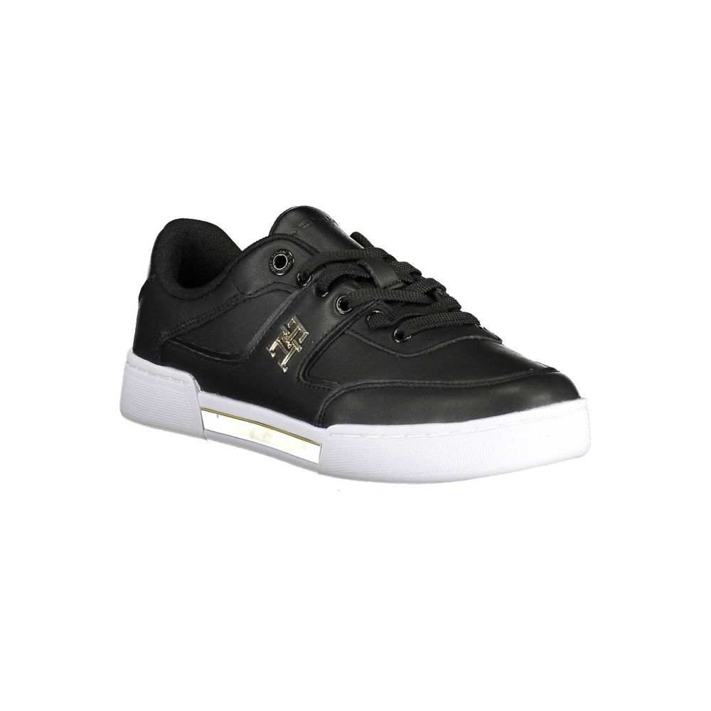 Tommy Hilfiger Black Leather Women Sneaker Tommy Hilfiger