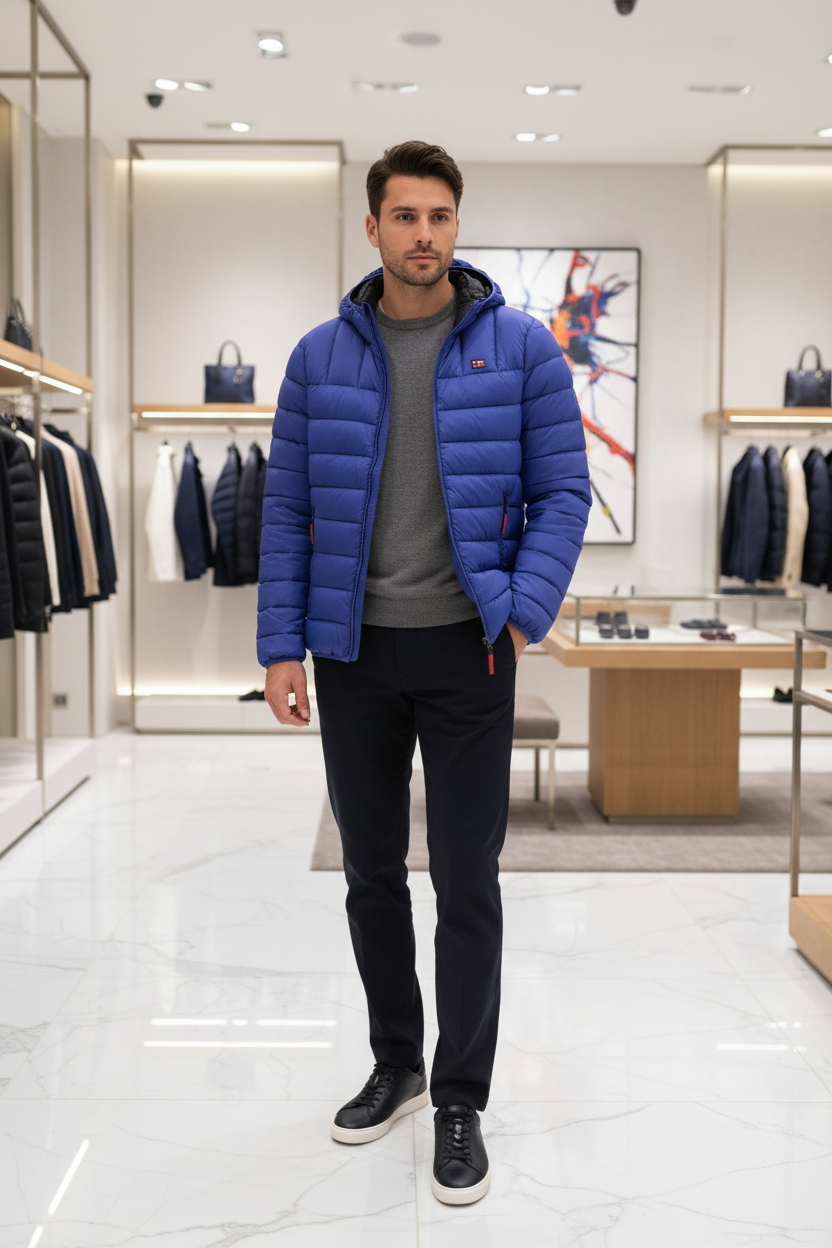 Norwegen 1963 Blaue Polyamid Herrenjacke