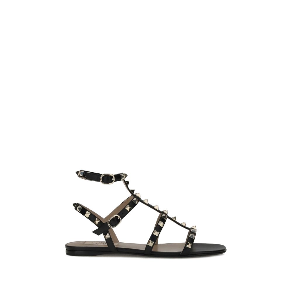 Valentino Garavani Black Calf Leather Bos Taurus Sandals Valentino Garavani