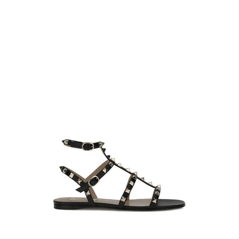 Valentino Garavani Black Calf Leather Bos Taurus Sandals Valentino Garavani