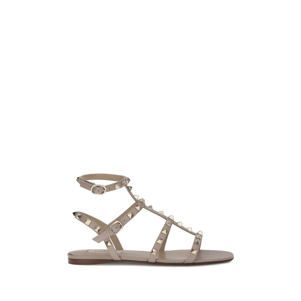 Valentino Garavani Gray Calf Leather Bos Taurus Sandals Valentino Garavani