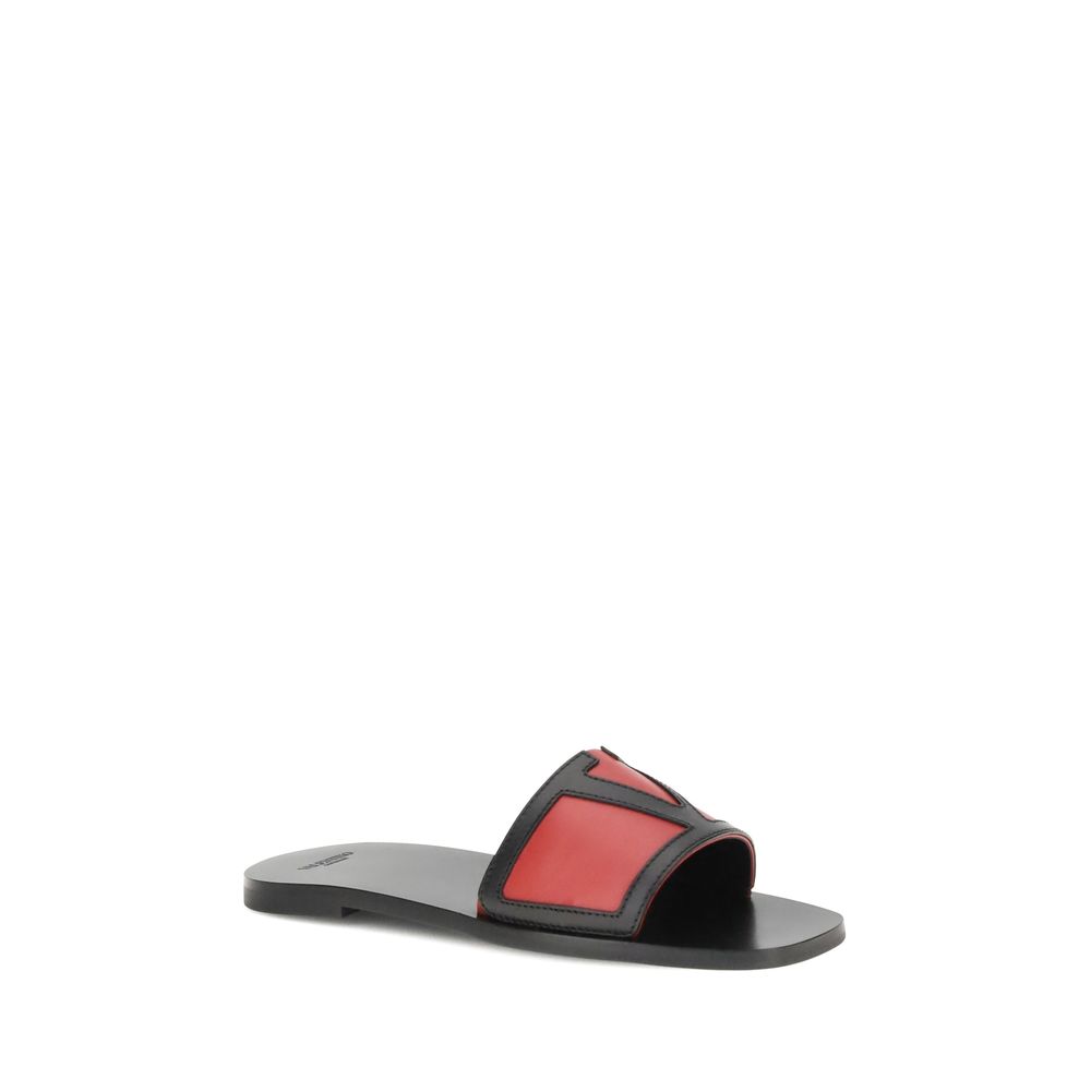 Valentino Garavani Red Calf Leather Bos Taurus Sandals Valentino Garavani