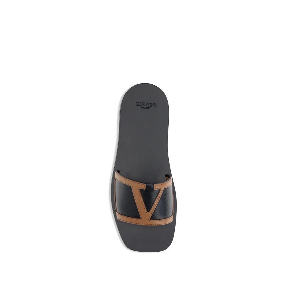 Valentino Garavani Black Calf Leather Bos Taurus Sandals Valentino Garavani