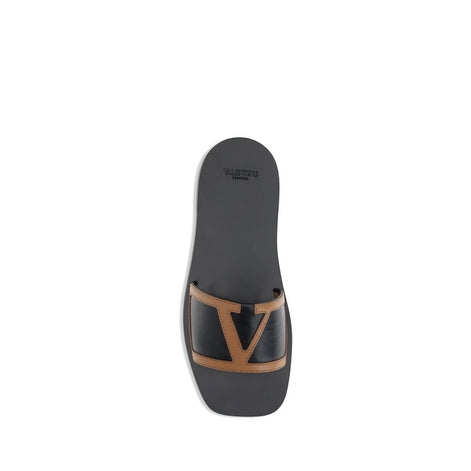 Valentino Garavani Black Calf Leather Bos Taurus Sandals Valentino Garavani