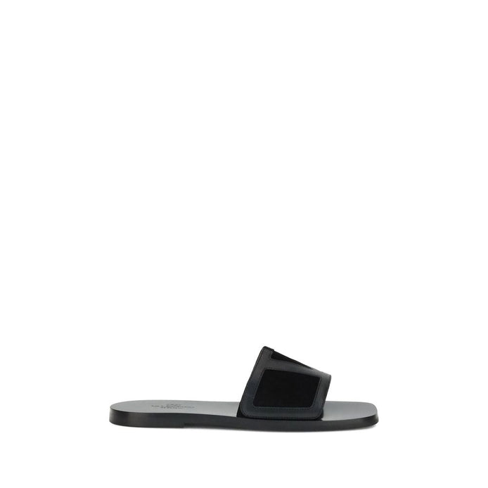 Valentino Garavani Black Calf Leather Bos Taurus Sandals Valentino Garavani