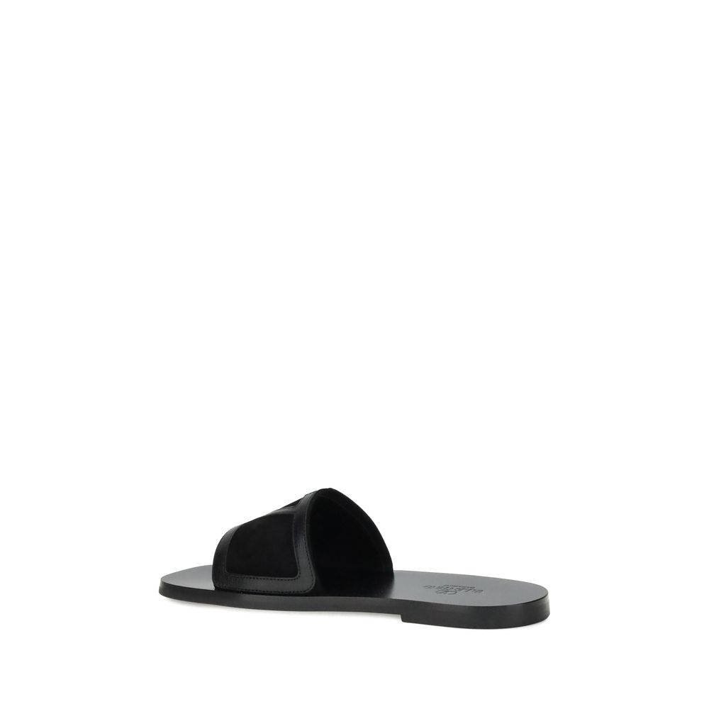 Valentino Garavani Black Calf Leather Bos Taurus Sandals Valentino Garavani