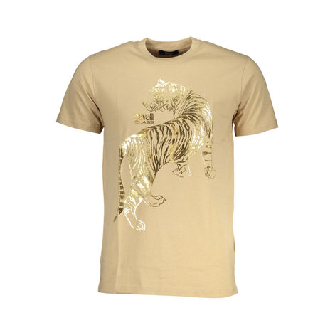 Cavalli Class Beige Cotton Men T-Shirt Cavalli Class