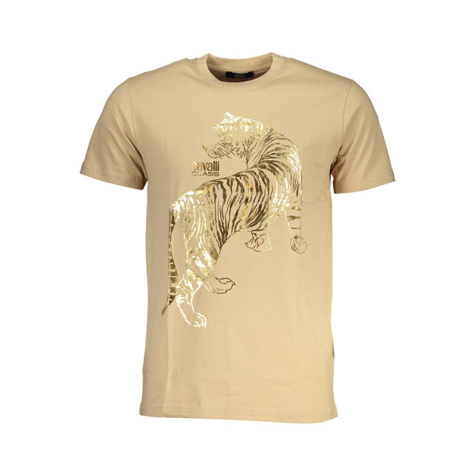 Cavalli Class Beige Cotton Men T-Shirt Cavalli Class