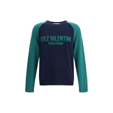 Valentino Blue Fleece Wool Sweatshirt Valentino