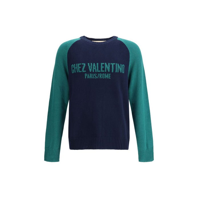 Valentino Blue Fleece Wool Sweatshirt Valentino