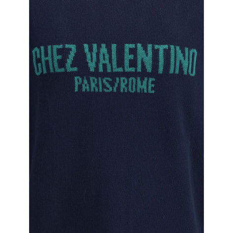 Valentino Blue Fleece Wool Sweatshirt Valentino