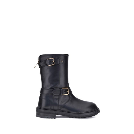 Dolce & Gabbana Black Calf Leather Bos Taurus Lace-Up Boots Dolce & Gabbana
