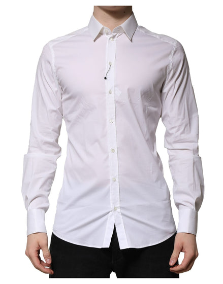 Dolce & Gabbana White Cotton GOLD Long Sleeves Formal Shirt Dolce & Gabbana