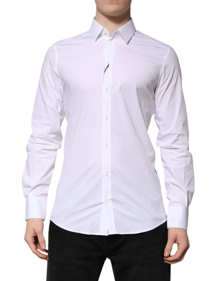 Dolce & Gabbana White Cotton GOLD Long Sleeves Formal Shirt Dolce & Gabbana
