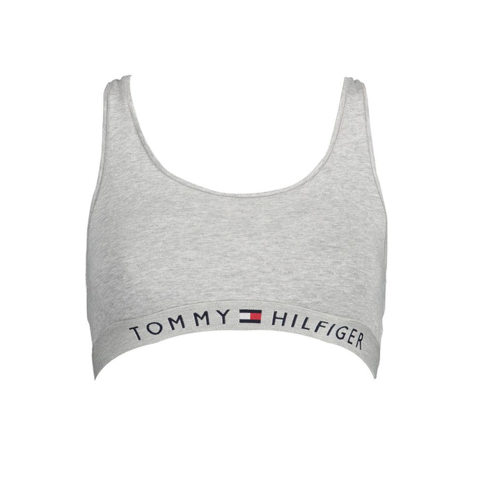 Tommy Hilfiger Gray Cotton Women Sports Bra Tommy Hilfiger