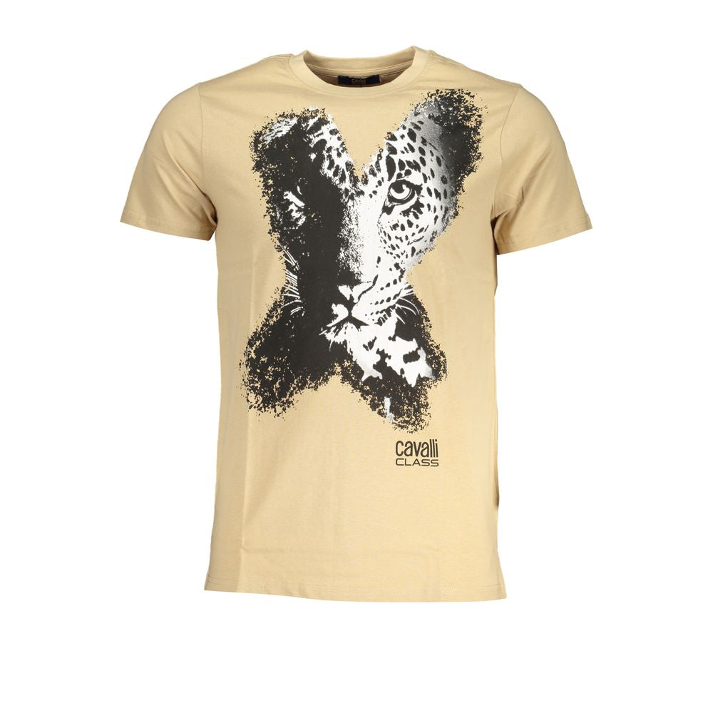 Cavalli Class Beige Cotton Men's T-Shirt Cavalli Class