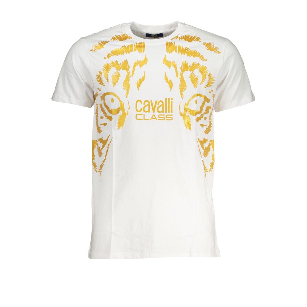 Cavalli Class Bianco Cotton Men T-Shirt Cavalli Class