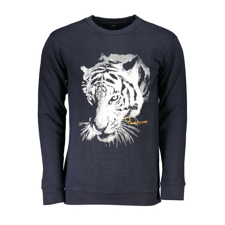 Cavalli Class Blue Cotton Men Sweatshirt Cavalli Class