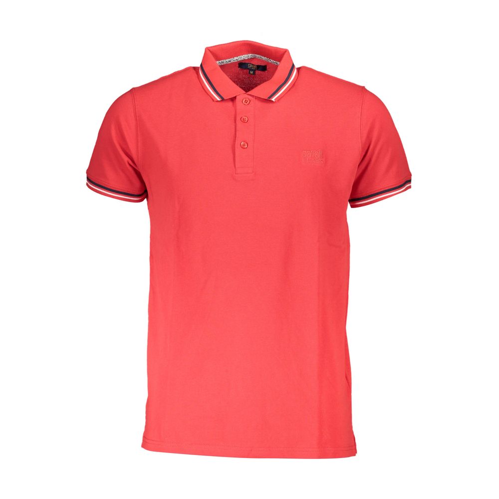 Cavalli Class Red Cotton Men Polo Shirt Cavalli Class