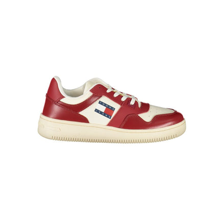 Tommy Hilfiger Red Leather Women Sneaker Tommy Hilfiger