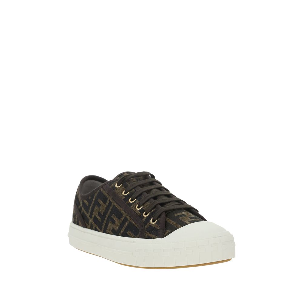 Fendi Brown Polyamide Low Top Sneakers Fendi