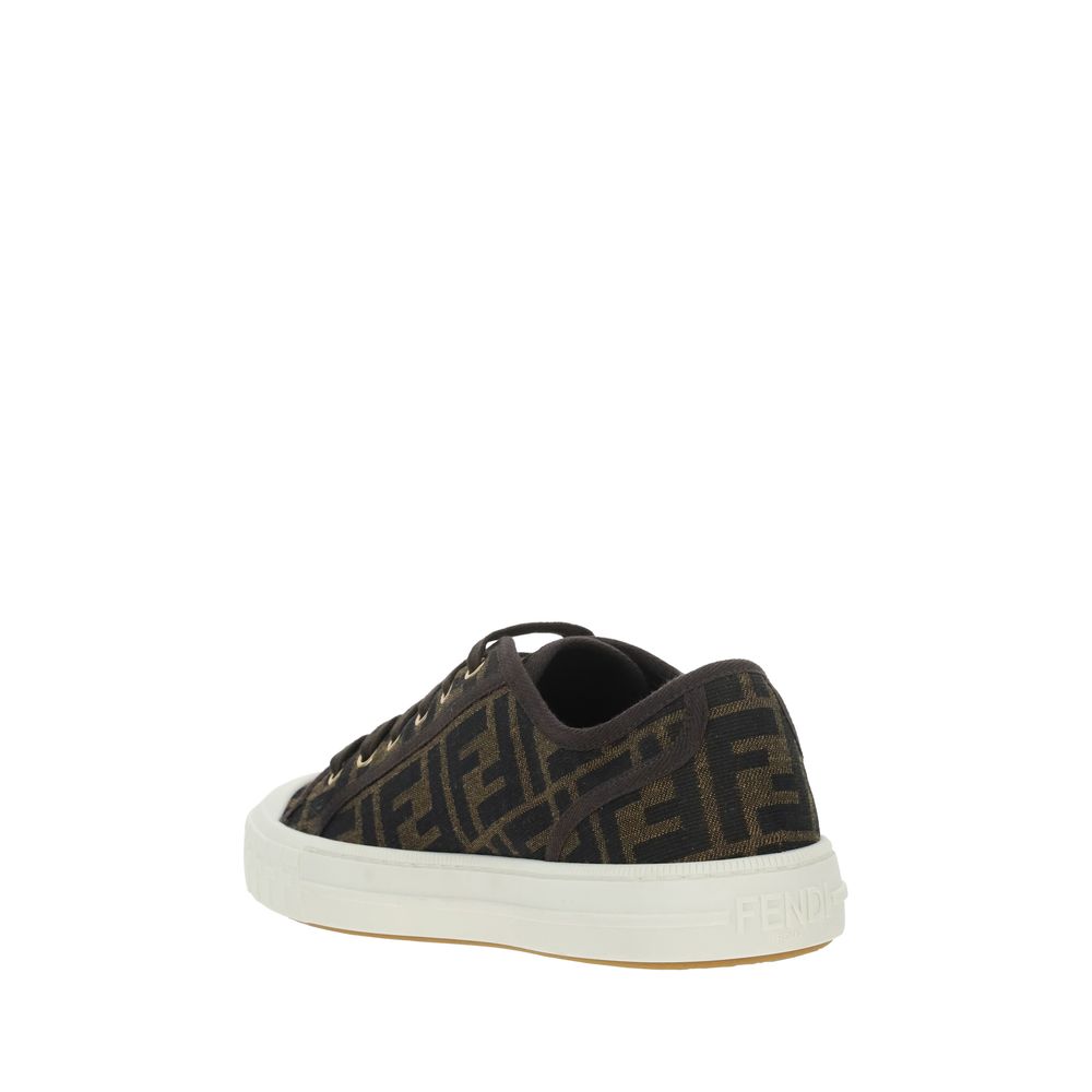 Fendi Brown Polyamide Low Top Sneakers Fendi