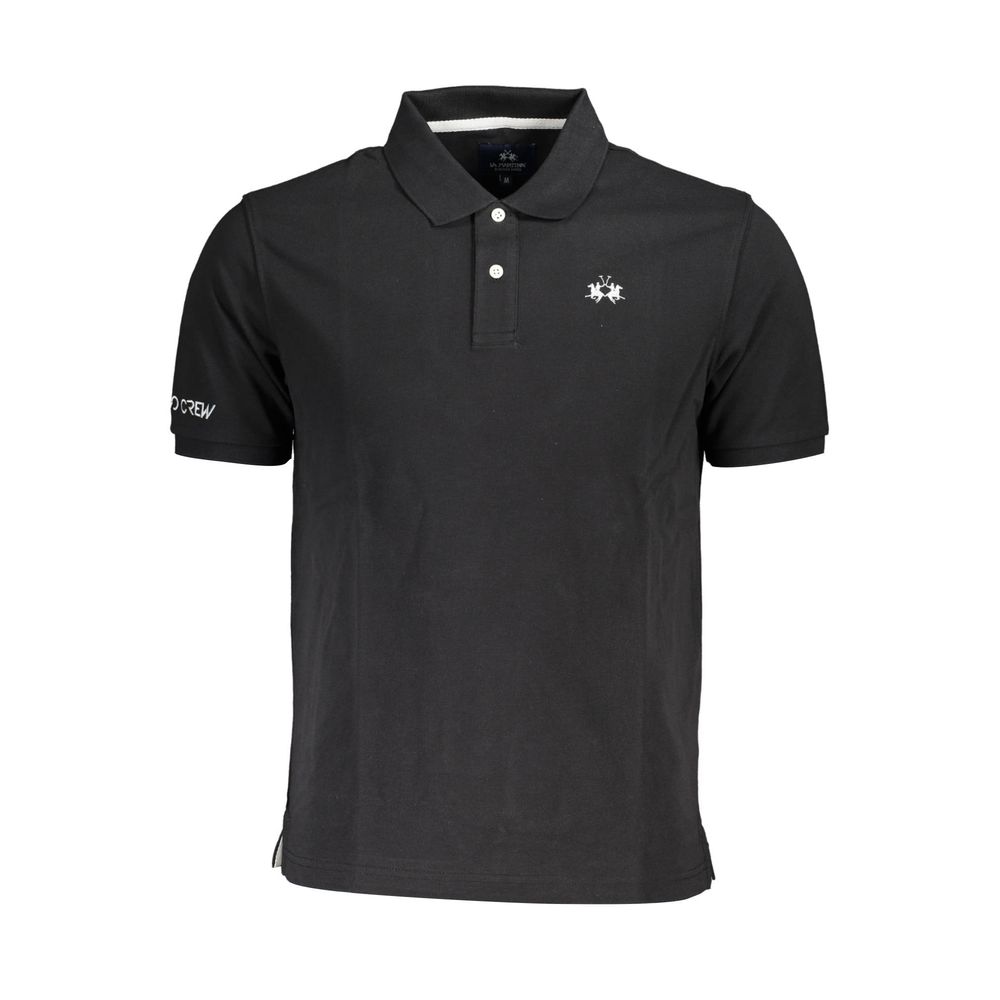 La Martina Black Cotton Men Polo Shirt La Martina