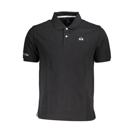 La Martina Black Cotton Men Polo Shirt La Martina