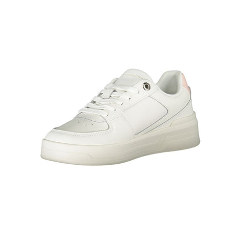 Tommy Hilfiger Elegant White Lace-Up Sneakers with Contrast Detail Tommy Hilfiger
